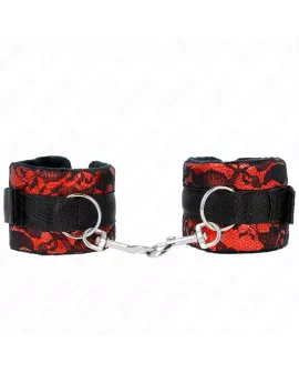 KINK - Handgelenksfesseln aus Samtspitze Rot/Schwarz 23x6,5cm