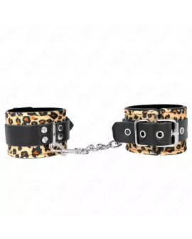 KINK Leopard Handgelenkfesseln Echtleder - Verstellbar 18-29 cm