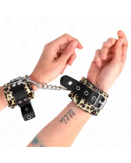 KINK Leopard Handgelenkfesseln Echtleder - Verstellbar 18-29 cm