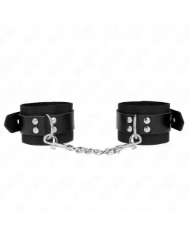 KINK - Nylon Handgelenkfesseln Schwarz mit Leder Gurten