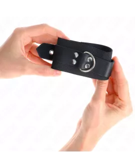 KINK - Nylon Handgelenkfesseln Schwarz mit Leder Gurten