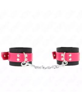 KINK Nylon Handgelenkfesseln Schwarz - Himbeerrosa 19-29 cm