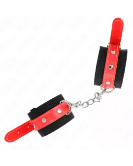 KINK Nylon-Handgelenkfesseln Schwarz - Rot Kunstleder