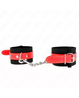 KINK Nylon-Handgelenkfesseln Schwarz - Rot Kunstleder