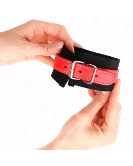KINK Nylon-Handgelenkfesseln Schwarz - Rot Kunstleder