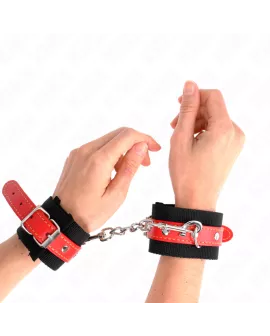KINK Nylon-Handgelenkfesseln Schwarz - Rot Kunstleder
