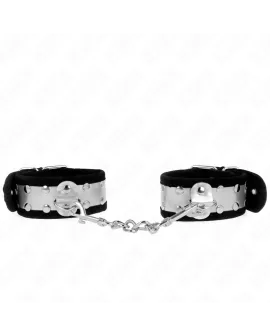 KINK - Dünne Handgelenksfesseln Schwarz/Silber 30 x 4 cm