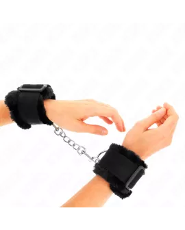 KINK - Pelzgefütterte Handgelenkfesseln Schwarz Verstellbar