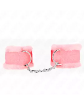 KINK - Pelzgefütterte Handgelenkfesseln Rosa Verstellbar 17-31 cm