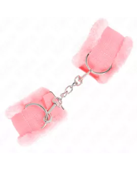 KINK - Pelzgefütterte Handgelenkfesseln Rosa Verstellbar 17-31 cm