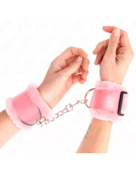 KINK - Pelzgefütterte Handgelenkfesseln Rosa Verstellbar 17-31 cm