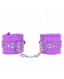 KINK Pelzgefütterte Lila Handgelenkfesseln - 17-29 cm