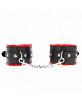 KINK Pelzgefütterte Handgelenkfesseln Rot - Verstellbar 17-29 cm