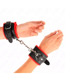 KINK Pelzgefütterte Handgelenkfesseln Rot - Verstellbar 17-29 cm