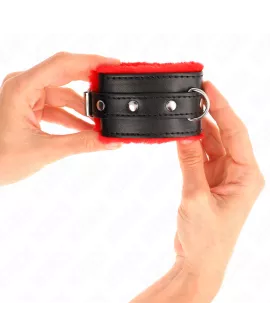 KINK Pelzgefütterte Handgelenkfesseln Rot - Verstellbar 17-29 cm
