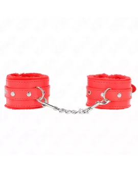 KINK Premium Pelzgefütterte Handgelenkfesseln Rot - Verstellbar 17-29 cm
