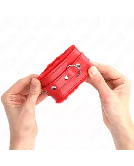 KINK Premium Pelzgefütterte Handgelenkfesseln Rot - Verstellbar 17-29 cm