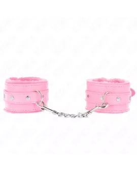 KINK Premium Pelzgefütterte Handgelenkfesseln Rosa - 17-29 cm
