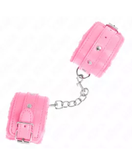 KINK Premium Pelzgefütterte Handgelenkfesseln Rosa - 17-29 cm