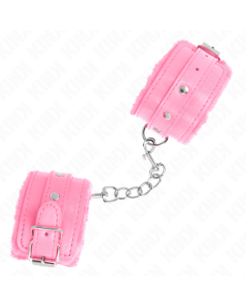 KINK Premium Pelzgefütterte Handgelenkfesseln Rosa - 17-29 cm