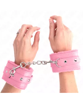 KINK Premium Pelzgefütterte Handgelenkfesseln Rosa - 17-29 cm