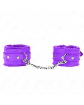 KINK Premium Pelzgefütterte Handgelenkfesseln Lila - Verstellbar 17-29 cm