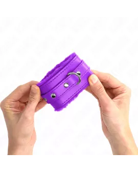 KINK Premium Pelzgefütterte Handgelenkfesseln Lila - Verstellbar 17-29 cm
