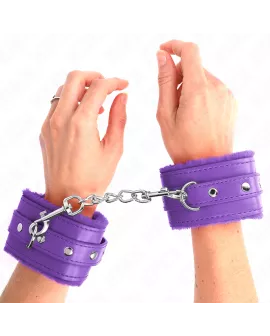 KINK Premium Pelzgefütterte Handgelenkfesseln Lila - Verstellbar 17-29 cm