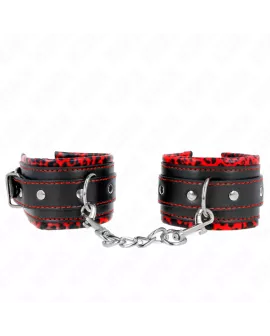 KINK Pelzgefütterte Handgelenkfesseln Rot/Schwarz - 17-29 cm