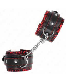 KINK Pelzgefütterte Handgelenkfesseln Rot/Schwarz - 17-29 cm