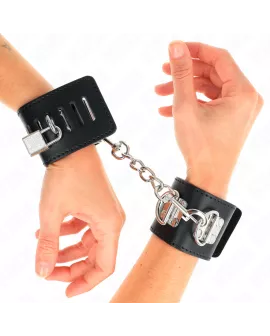 KINK Handgelenkfesseln mit Vorhängeschloss - Schwarz 16-23 cm