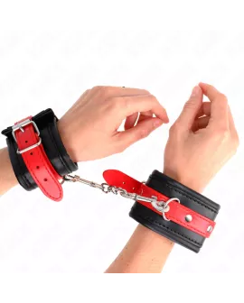 KINK Handgelenkfesseln Schwarz - Rot Verstellbar 17-28 cm