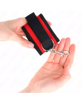 KINK Nylon Bind-Handschellen Rot-Schwarz - 18-35 cm