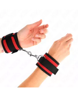 KINK Nylon Bind-Handschellen Rot-Schwarz - 18-35 cm