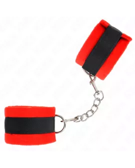 KINK Beginner Pelz-Handschellen Schwarz-Rot 30 x 7 cm