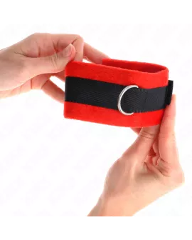 KINK Beginner Pelz-Handschellen Schwarz-Rot 30 x 7 cm