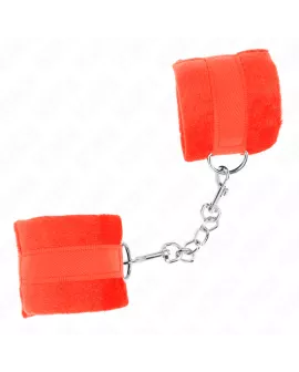 KINK - Beginner Pelz-Handmanschetten Rot 30 x 7 cm