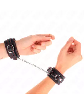 KINK - Kleine Handgelenksfesseln Schwarz mit Rotem Futter