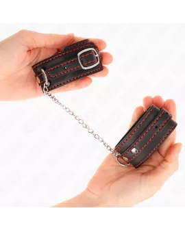 KINK - Kleine Handgelenksfesseln Schwarz mit Rotem Futter