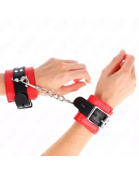 KINK Handgelenkfesseln Rot Schwarz Verstellbar 17-28 cm