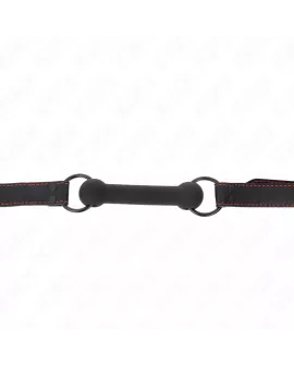 KINK Knochengag mit Kunstledergurt - Schwarz 41-57 cm