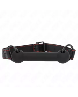 KINK Knochengag mit Kunstledergurt - Schwarz 41-57 cm