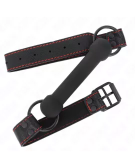 KINK Knochengag mit Kunstledergurt - Schwarz 41-57 cm