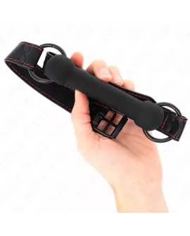 KINK Knochengag mit Kunstledergurt - Schwarz 41-57 cm