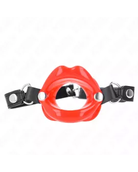 KINK Lip 8 cm Knebel - Rotes Kunstlederband verstellbar