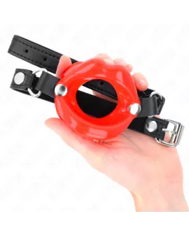 KINK Lip 8 cm Knebel - Rotes Kunstlederband verstellbar
