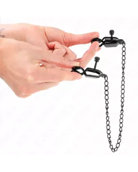 KINK - Flache Kette Nippelklemme Schwarz 30 cm