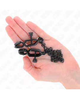 KINK - Flache Kette Nippelklemme Schwarz 30 cm