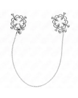 Kink - Metallische Blumen-Nippelklammen mit Kette