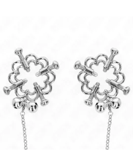 Kink - Metallische Blumen-Nippelklammen mit Kette